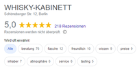 Whisky-Kabinett Google Bewertungen